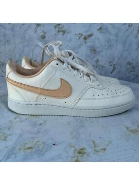 Nike Court Vision Low Womens Size 9.5 Shoes Ivory Orange Casual Low Top Sneakers